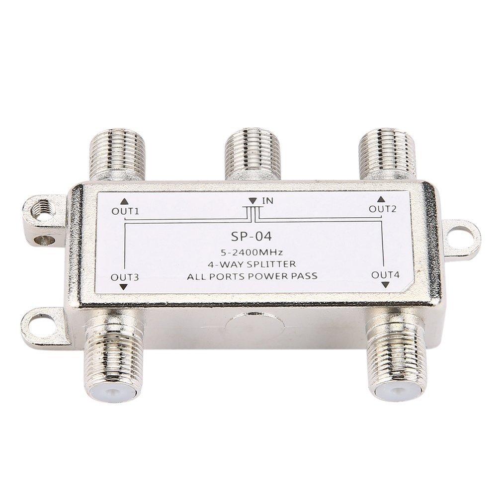 5-2400MHz SP-04 Splitter 4-fach Satellitenantenne Kabelfernsehen Verteiler F-Typ Heim TV Geräte Signalempfänger für SATV/CATV