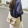 Men Solid Color Shoulder Bag Women Large Capacity Water-Repellent Commuter Crossbody Bag