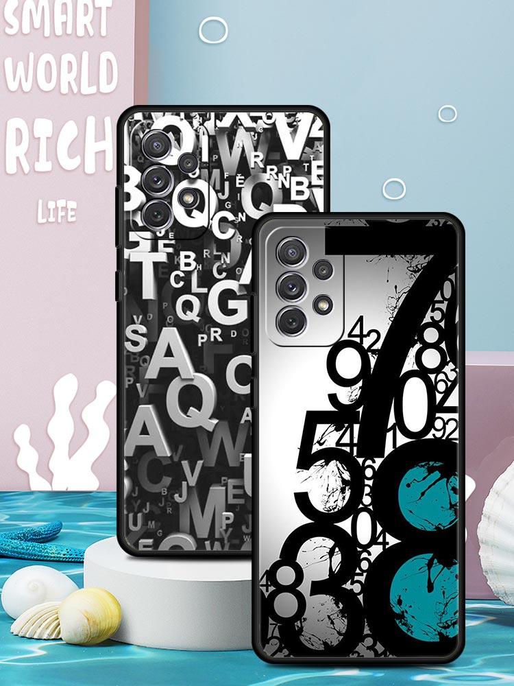 Number Pattern Phone Case for Samsung Galaxy A55 A35 A17 A07 A15 A13 A25 A51 A71 A72 A73 A32 A52 A52S A41 5G Soft TPU Shell Bags