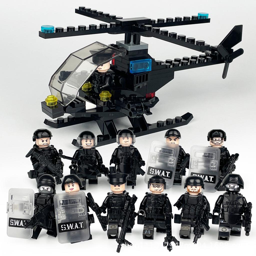 X004 X005 X007 Helicopter Building Block Aircraft Small Particles Spliced Military Toy Bags