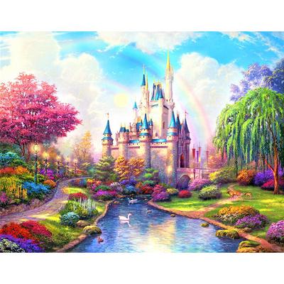 Full 5D Diy Diamond Painting Cartoon Landscape Castle Embroidery Cross Stitch Home Decor Handmade
