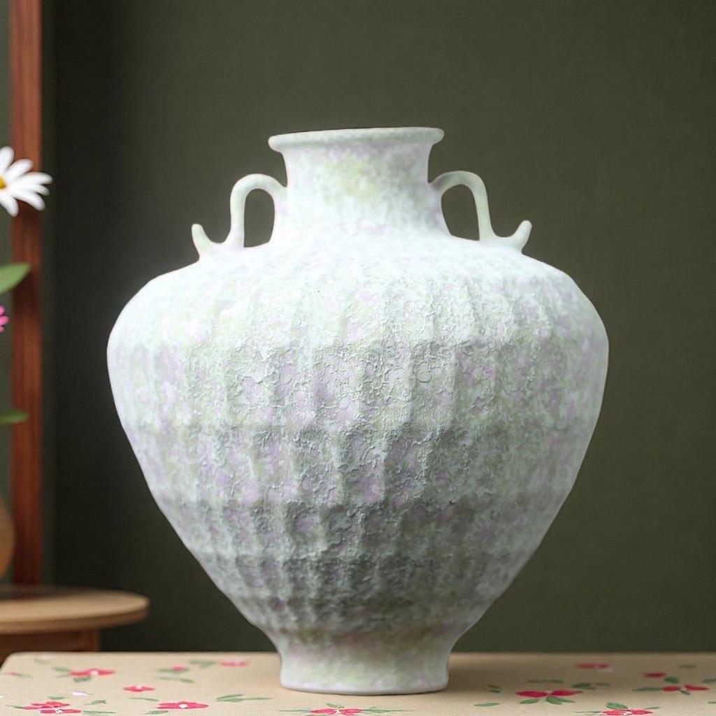 Großkalibrige Retro-Keramikvase für luxuriöse Wohnzimmerdekoration