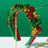Christmas Headband with Bell Inlay, Christmas Floral Accessories, High-End Shiny Party Holiday Headband for Women