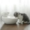 Ceramic Pet Water Fountain Portable Replacement Automatic Flower Shape Solid Color Pets Waterer Dispenser EU Plug