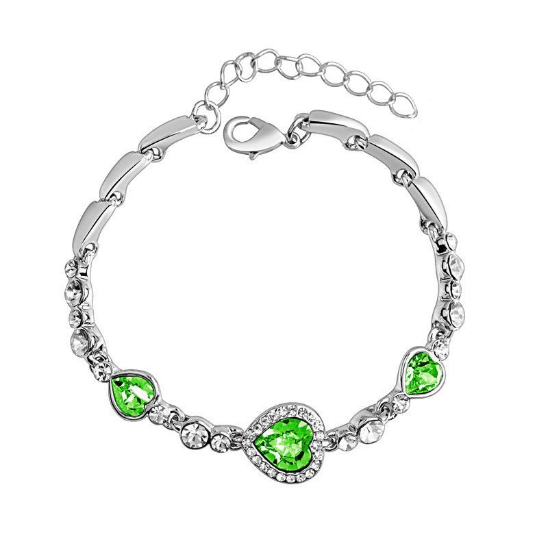 Fashion Ocean Heart Shaped Topaz Zircon Crystal Rhinestone Love Bracelet Jewelry For Women