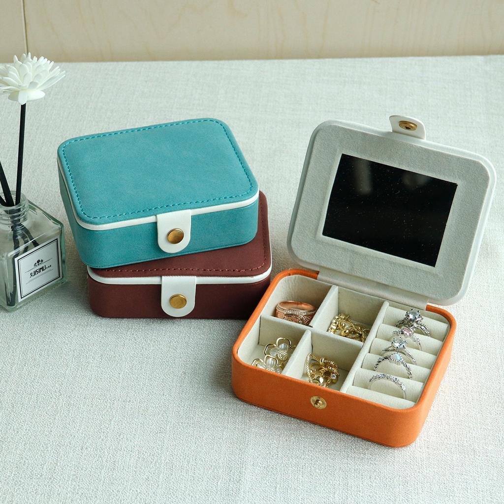 Travel Jewelry Case With Mirror Necklace Earrings Ring Organizer Display Boxes Pu Leather Jewelry Storage Box Portable