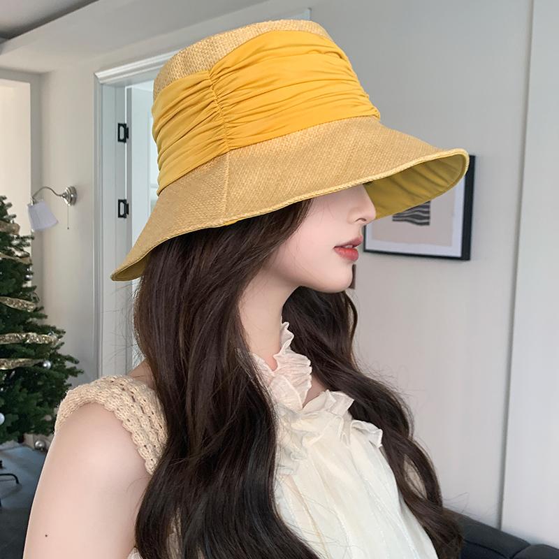 

Bucket Hat Women Summer Hats For Women Foldable Sunscreen Sun Protection Big Brim Fisherman Cap Traveling Outdoor Casual New 56-58cm жовтий