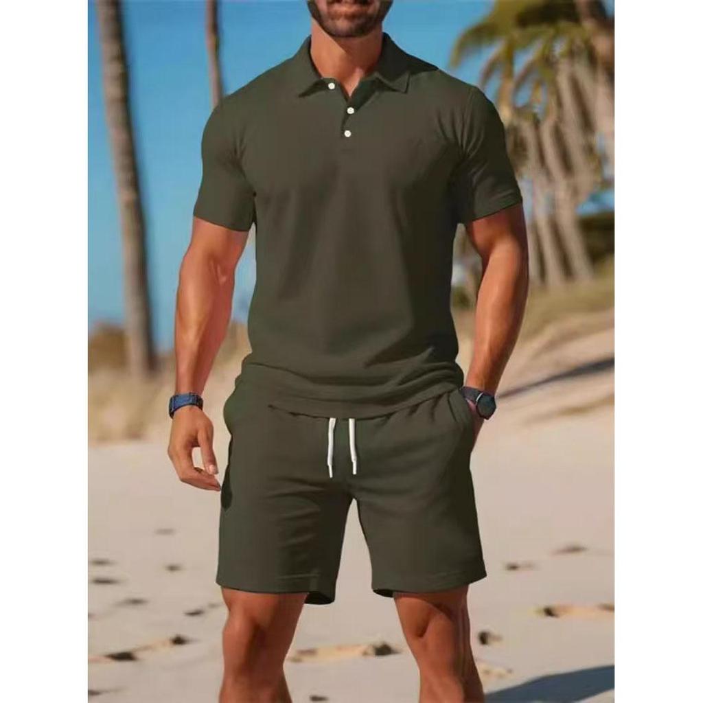 Herren Sommer Lässig Sportlich Vielseitig Slim Kurzarm Modischer Shorts Anzug