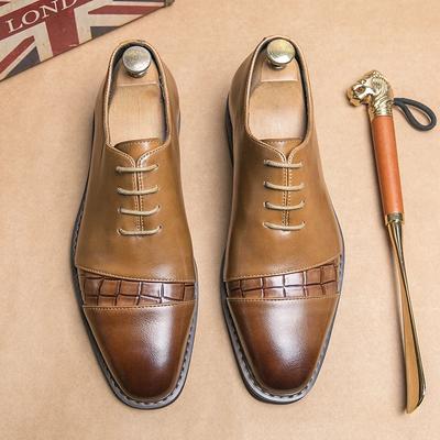 Fashion Brown Derby Shoes for Men Black Blue Lace-up Round Toe Business Men Dress Shoes Wedding Handmade