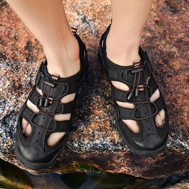 Men Sandals for PU Summer Beach Flats fashion Breathable Outdoor hiking Sandals Beach Rubber Men Trekking Sandals