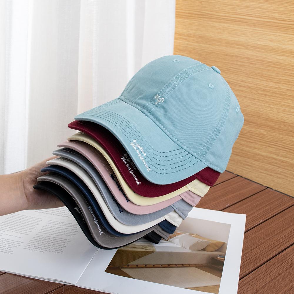 Casquette de baseball déchirée à broderie de petites lettres simple pour femmes, nouvelle, lavée, visière incurvée, protection du visage, petite casquette