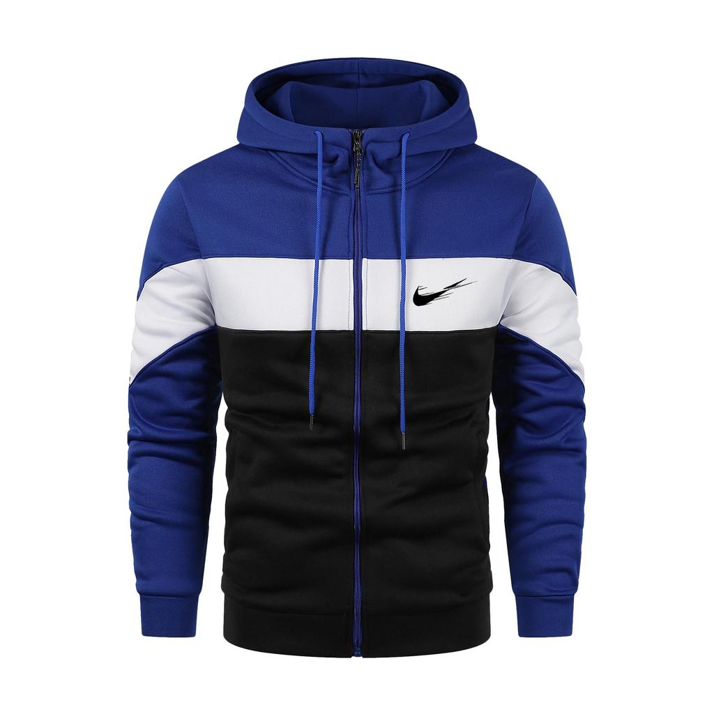 2024 Menn Høst og Vinter Ny Plus-size multifarge hettegenser med glidelås