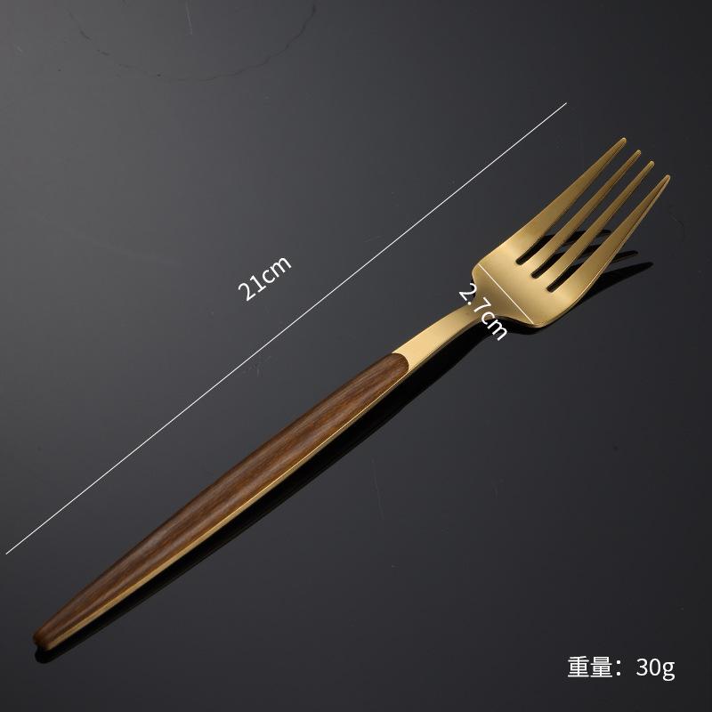 430 stainless steel handle Portuguese tableware knife fork spoon set Steak knife Japanese wood grain housewarming gift