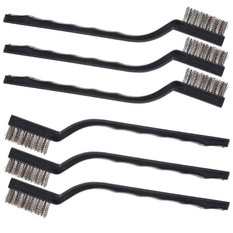 6pc set Small Wire Brushes Cleaning Brushes For Mechanical Part Derusting Remove Paint Accessories 17cmx1cm Stainless Steel Wire