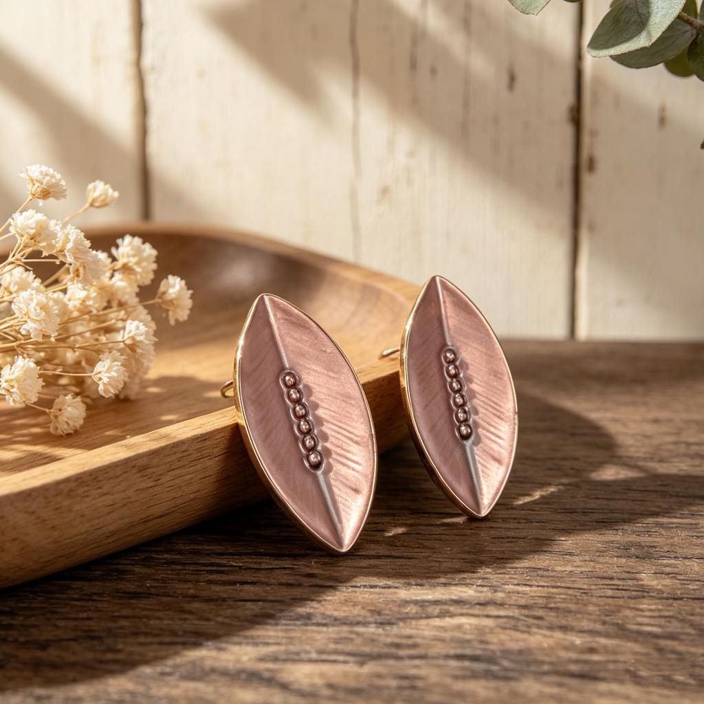 Popular Mori hand-painted enamel leaf stud earrings simple daily versatile personality niche environmental protection alloy earrings