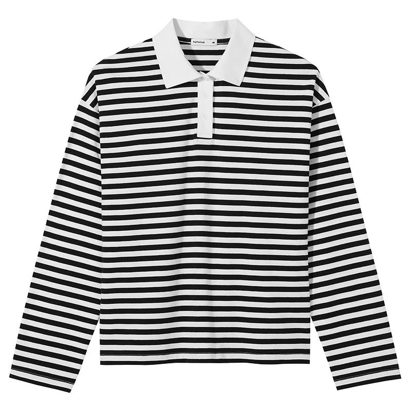 Женская весенняя рубашка-поло в полоску с длинным рукавом Hotwind 2026 XL