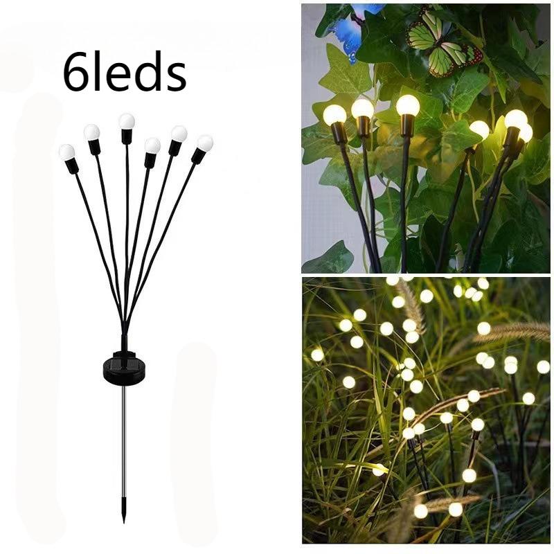 6/10 LED Solar Garden Lights Powered Firefly Lights Outdoor Garden Decoration Landscape Lights Firework Firefly Lawn Lamps 1pc