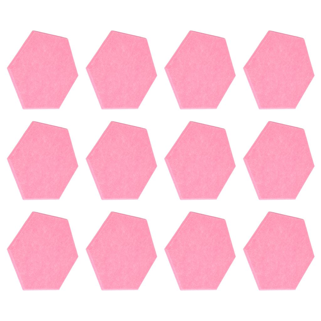 12Pcs Sound Absorption Board Hex Adhesive Acoustic Panels Wedges Wall Soundproof EnclosurePink