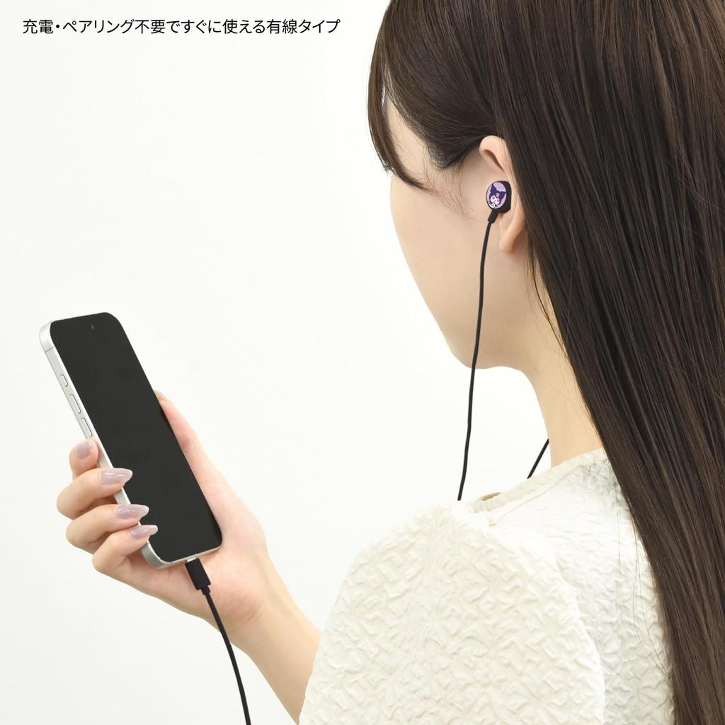 Gourmandise Kuromi Sanrio Characters USB-C Stereo Earphones Remote Control SANG-557KU