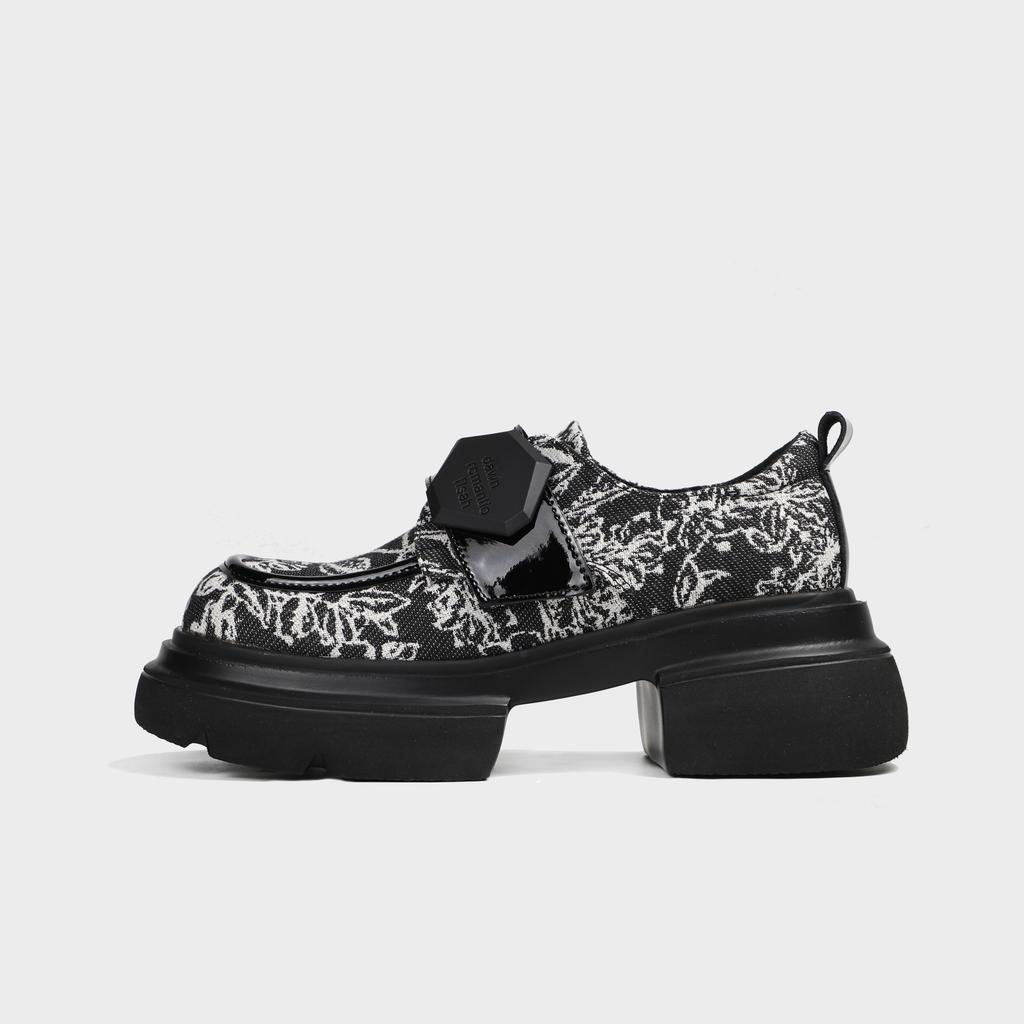 National Style Small Leather Shoes Thick Heel New Chinese Embroidered Loafers Platform Shoes Women's Single Shoes Women's 2025 Spring Women's Shoe