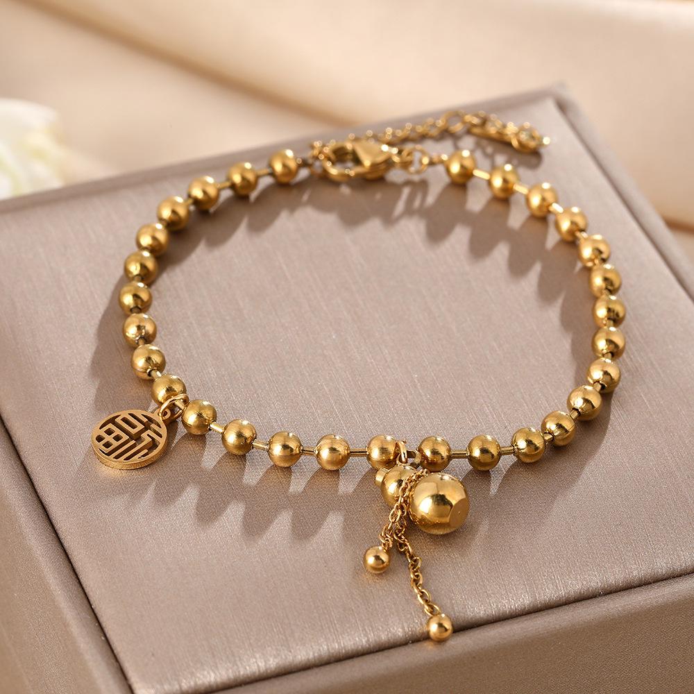 Luxe Titanium Staal Vierbladig Klaver Armband in Koreaanse Stijl met Ingelegde Diamanten voor Vrouwen - Kleurvast