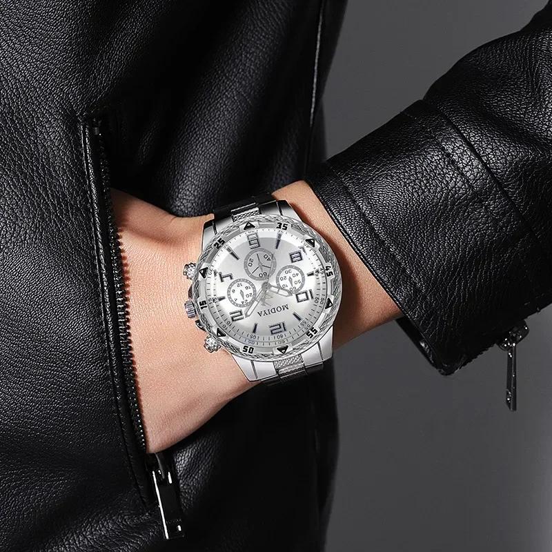 Original Herrenuhren Luxus Business Großes Zifferblatt Edelstahl Quarz Uhr für Geschäftsaktivität Meeting