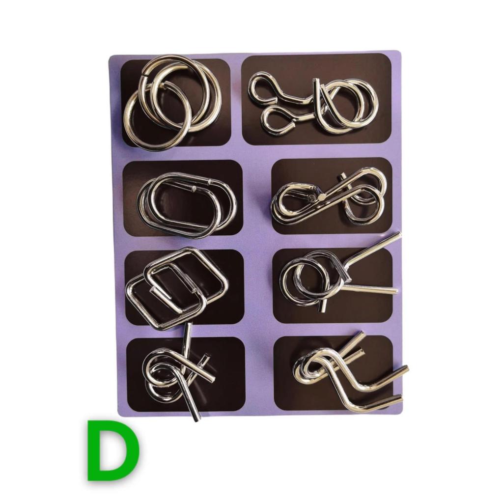 Nine-Link Ring Puzzle Set: 8-Piece Metal Educational Toy