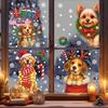 Christmas Wreath Puppy Glass Stickers Static Decorations Gift Box Shopping Mall Window Decoration Holiday Theme