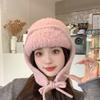 Winter New Women's Ear Protectors Headgear Warm Lace-up Lei Feng Hat Student Solid Color Simple Flying Hat