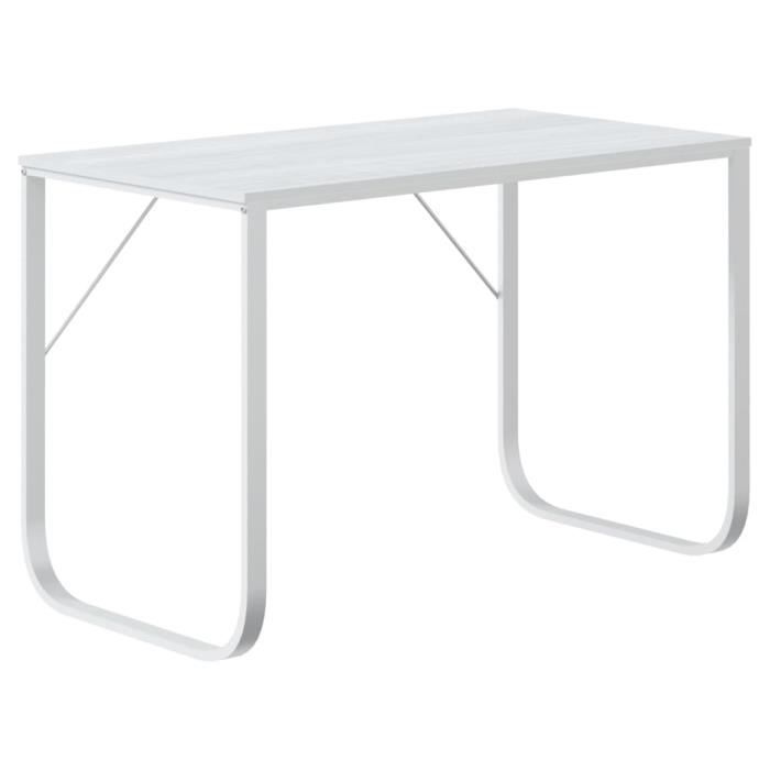 VidaXL Bureau d'ordinateur Blanc 110x60x73 cm Aggloméré, Blanc, métal enduit de poudre