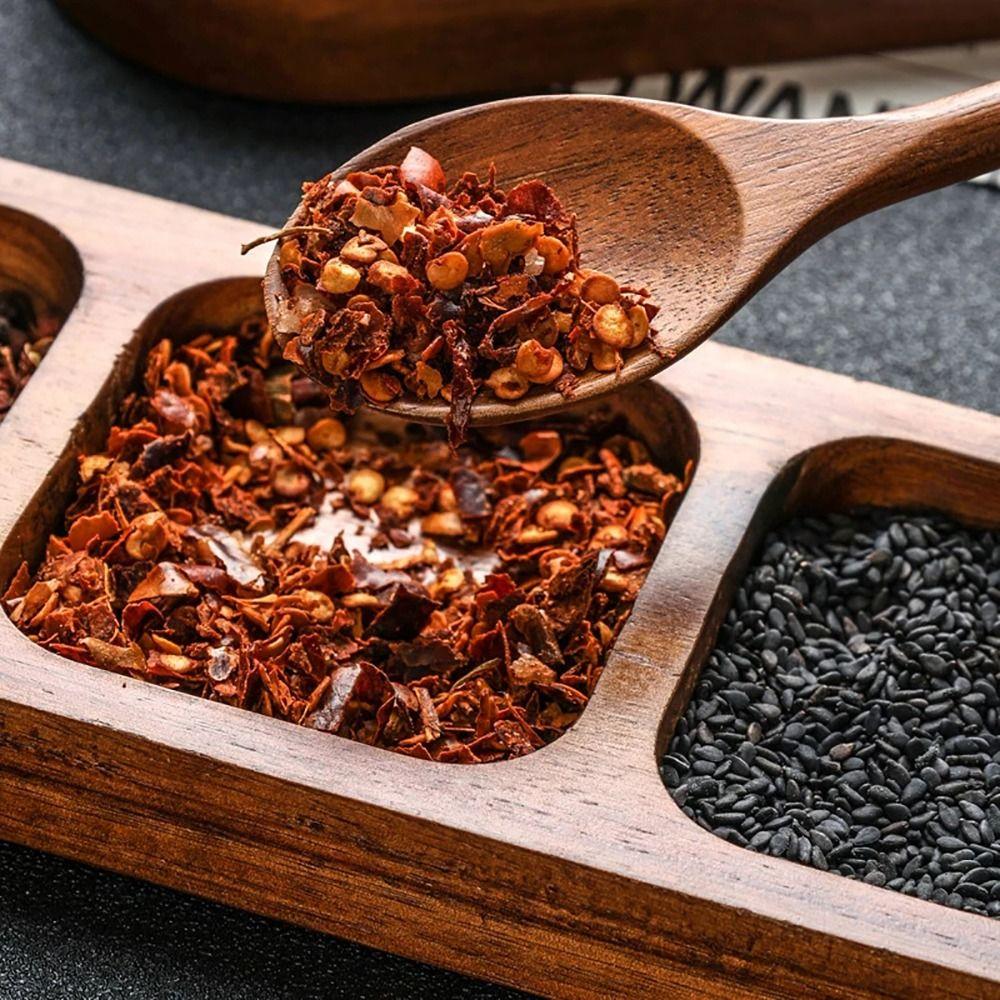 1Pcs Durable 2/3/4 Grids Solid Wood Tray Wooden Retro Food Plate Spice Dish Breakfast Food Sushi Bread Dessert Sauce