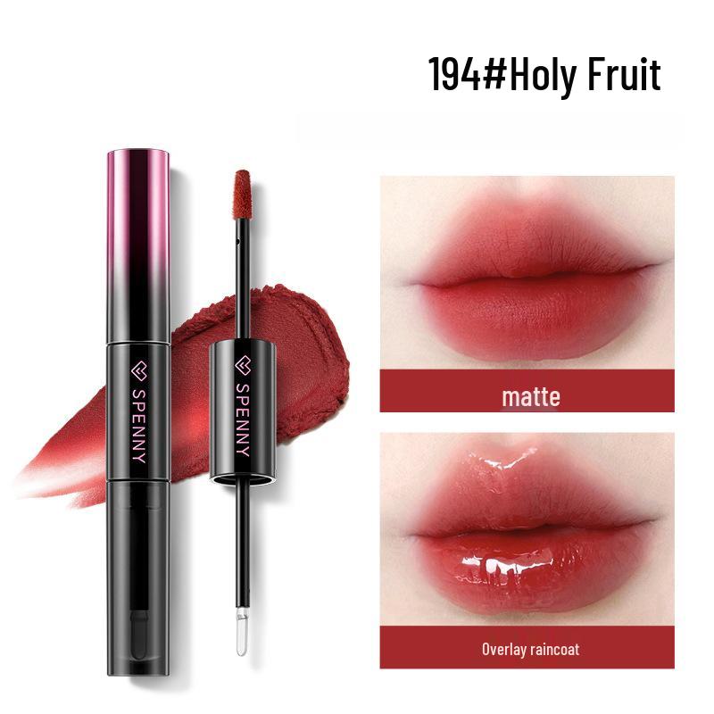 Shapeni Double-Ended Mirror Lip Gloss & Plump Lip Mud - Long-lasting, Non-Staining, Ideal for Students, Asian Makeup.