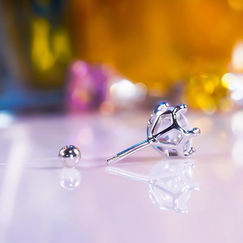 Best-selling 1 Carat D Color Moissanite Six-Claw S925 Sterling Silver Stud Earrings with Threaded Back