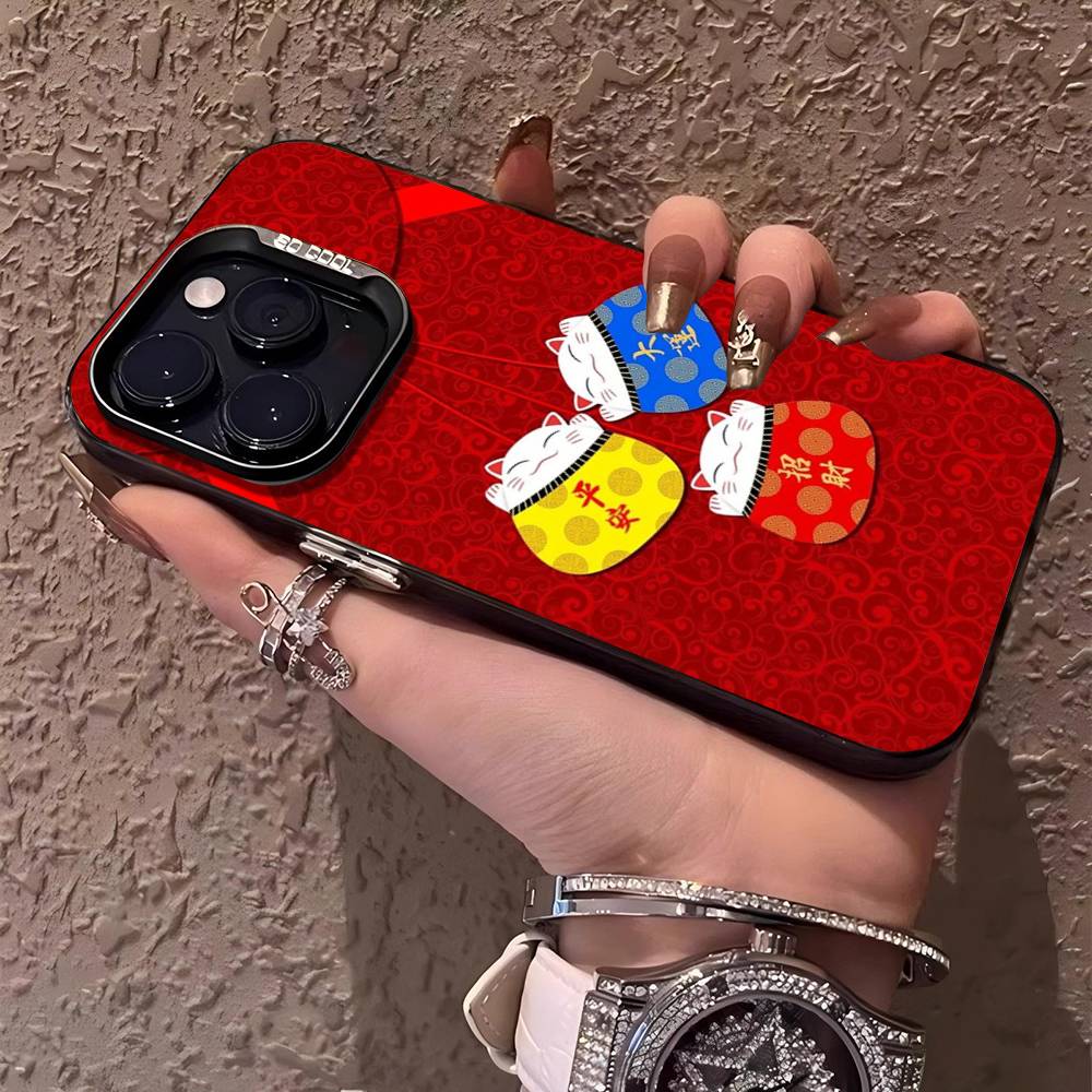 

Maneki Neko Lucky Money Cat Phone Case For IPhone 17 16 15 14 13 12 11 Pro MAX Matte Shockproof Back Anti Fall Matte Cover iPhone 13