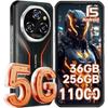 Smartphone Robuste 5G OUKITEL WP55 36Go+256Go/2TO 6.6'' FHD+ 120Hz 108MP 11000mAh Téléphone Portable Incassable Dual SIM/NFC Orange