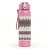 1PC Ethnic Geometric Stripe Woven Print 750ml Color Plastic Sports Water Bottle Leakproof Flip Straw Lid Suitable for Sports Office Home Use