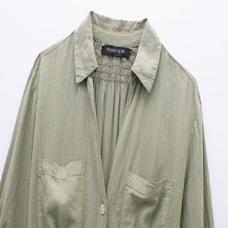 Fashion Style 2024 Summer New Women's Clothing Stylish Jute Belt Shirt Style Dress 8372077