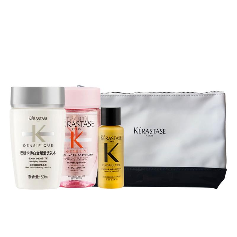 Kerastase Platinum Revitalizing Shampoo and Conditioner Travel Pack Moisturizing Cleansing Fragrance Cosmetic Bag 80ml+80ml+15ml золотой