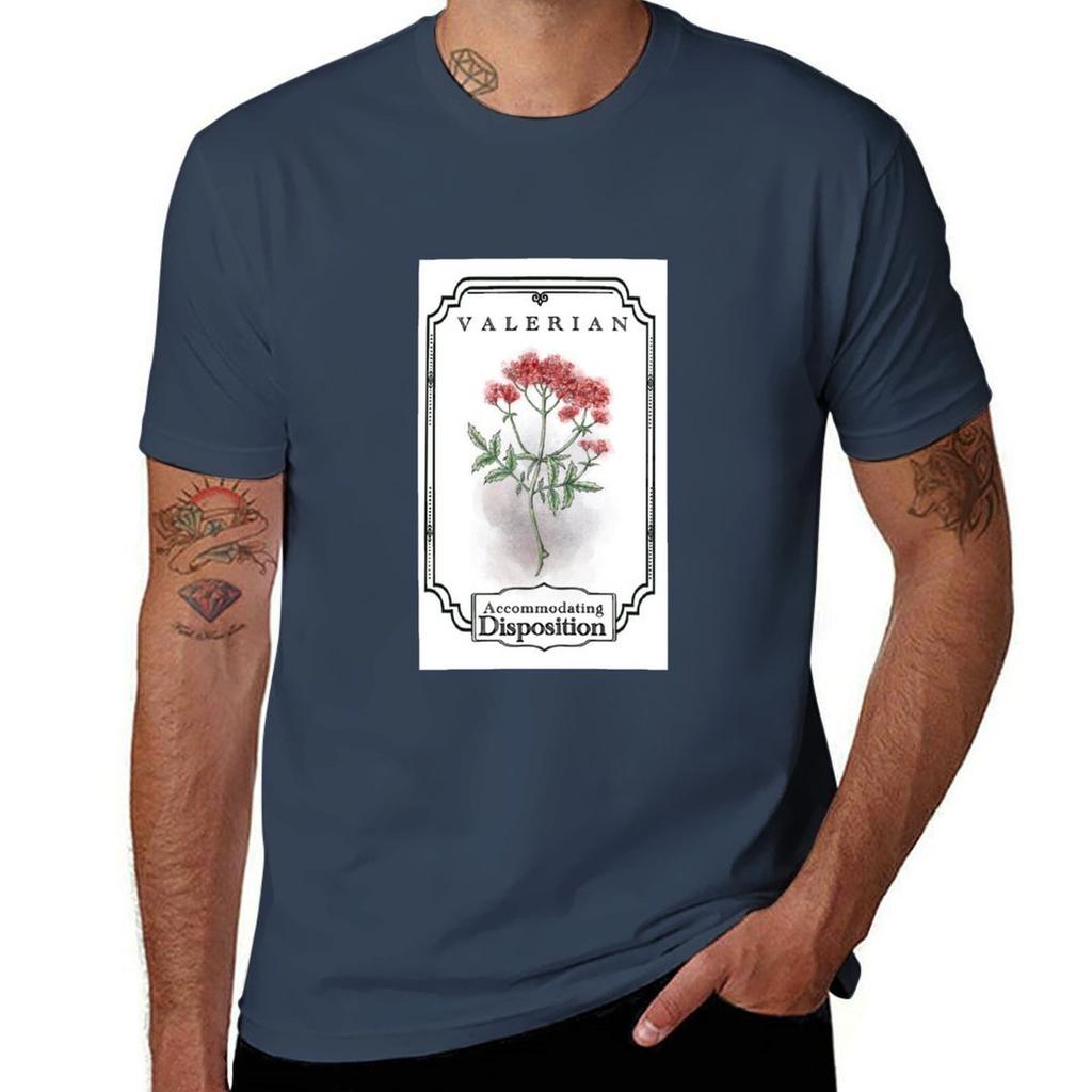 Valerian Botanical Illustration Series TShirt Gym Exercise Short Sleeve TShirt