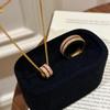 Women Jewelry Set New Chinese Style Rose Red Corundum Pendant Necklace Three Row Diamond Ring
