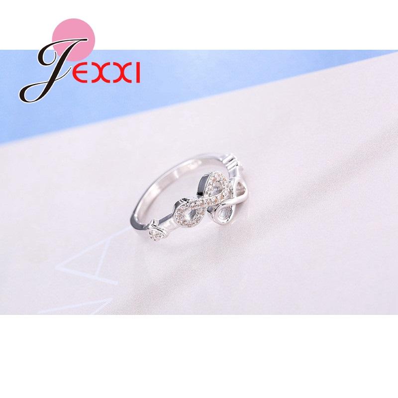 Double Bowknot Style Women Rings 925 Sterling Silver Color Tiny Smart Cubic Zirconia Crystal Ring Accessory For Cocktail Party