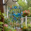 Ocean Window Decoration Animal Acrylic Hanging, Stained Glass Style Sea Turtle Whale Dolphin Suncatcher Outdoor Balcony with Crystal Beads &