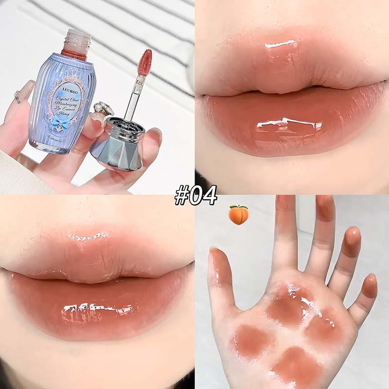 LUCKGO Crystal Moisture Lip Essence: Honey Mirror Plumping Lipstick Gloss