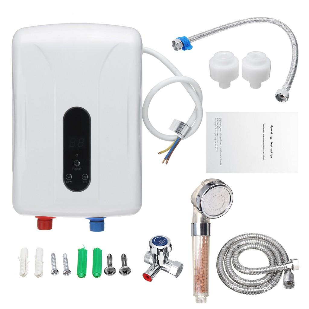 5500W Tankless Instant Electric Hot Water Heater Bathroom Shower System Set With Automatic Protection Insulation 220V