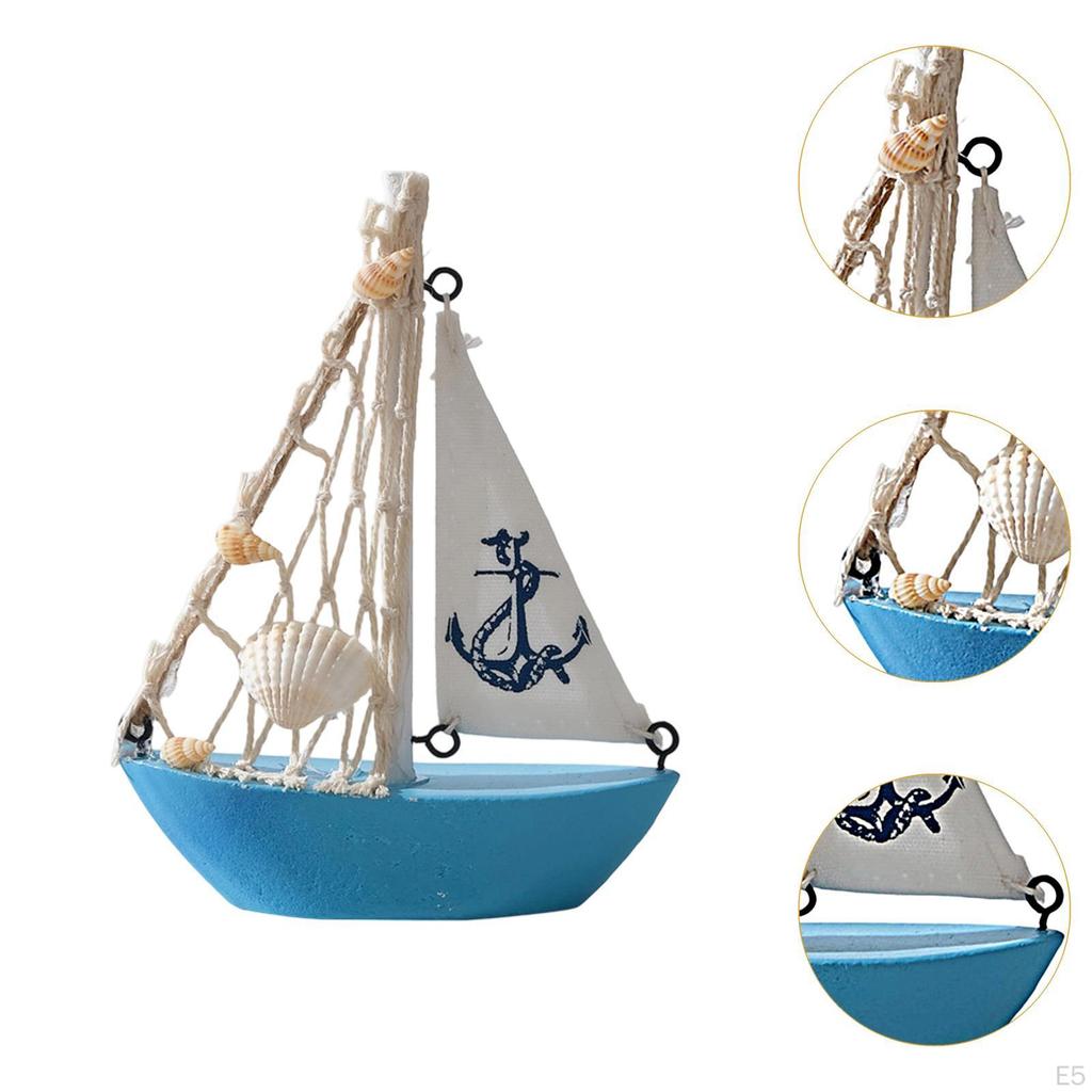 Mini Sailboat Model Beach Decor Item for Office And Home