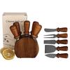 Stainless Steel Cheese Knife & Butter Spreader Set with Acacia Wood Base