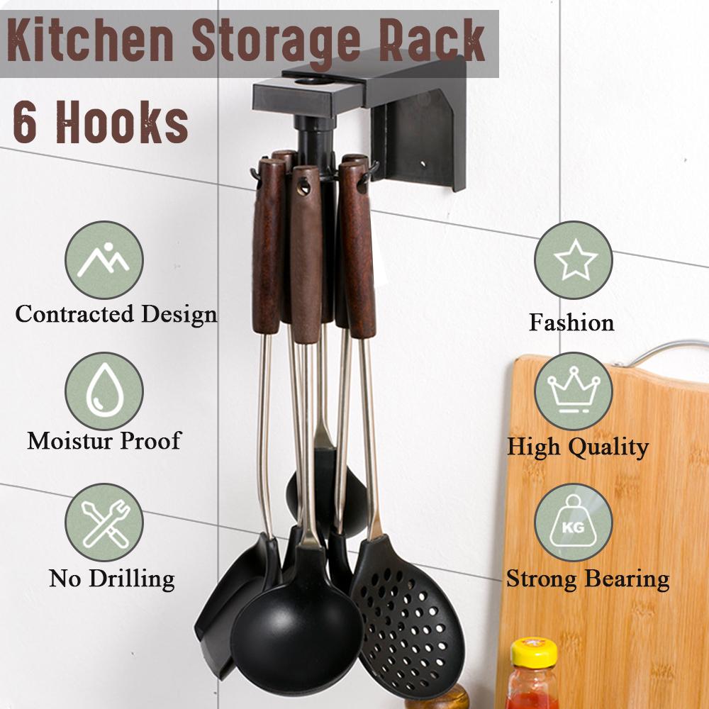 Buy Muliti Functional 6 Hooks 360 Degree Rotating No Drilling Kitchen Shelf Storage Rack Rotate Holder At Affordable Prices Price 7 Usd Free Shipping Real Reviews With Photos Joom