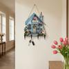 Hängendes Schild 'Feenhaus' aus Holz, Schlüsselhalter im Landhausstil Wanddeko mit 4 Haken, Vintage Blumen-Hängegestell für Eingangsbereich Flur Küche