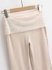 Korean Elegant Patchwork Mesh Flare Yoga Pants - Women's Retro Slimming Two-Piece Drape Design