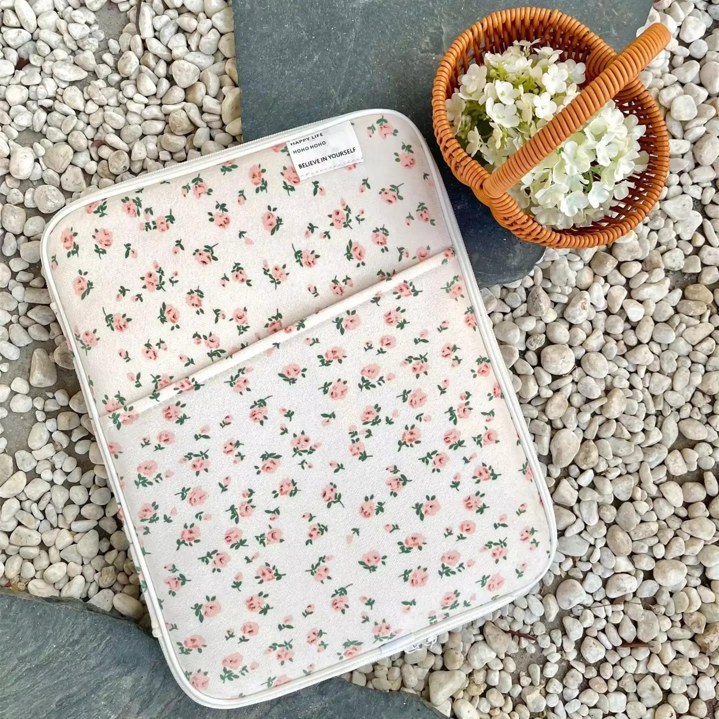 

Универсальный пасторальный цветочный чехол для планшета винтажная цветочная сумка для ПК-планшетов Xiaomi Huawei портативная большая вместительная сумка для канцелярских принадлежностей 10-11 inch оранжевый